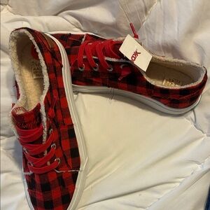 Blowfish Red and Black Checkered Sneakers